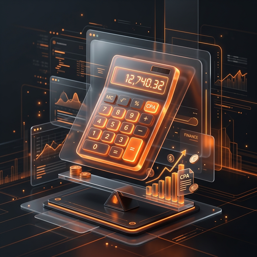 Minimalist 3D calculator for hiring a CPA