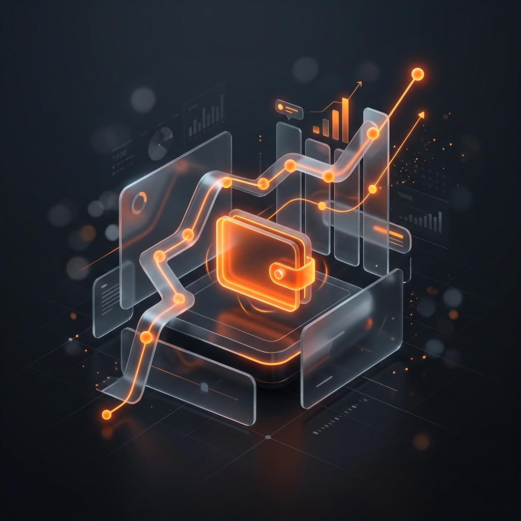Abstract digital wallet representing creator finances