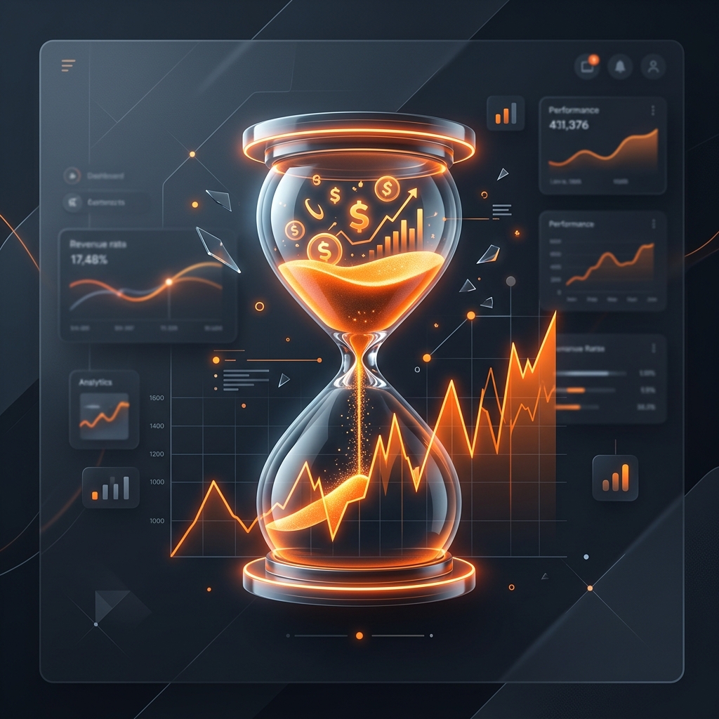 Dynamic glowing revenue graph showing creator income problems